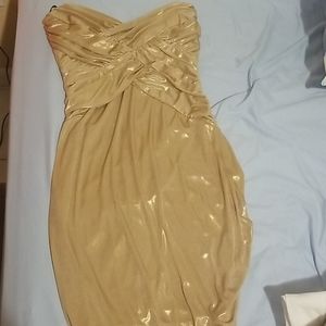 Gold Strapless Bebe Dress